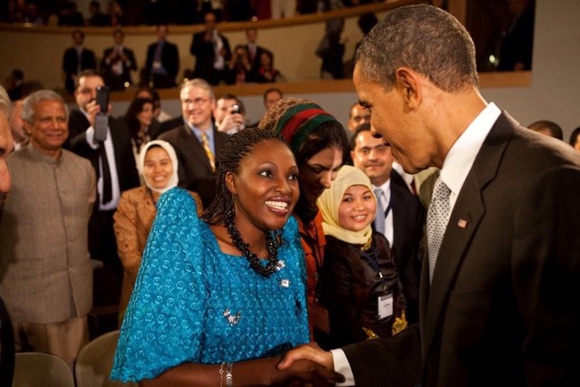 Rehmah Kasule meeting former president Barack Obama