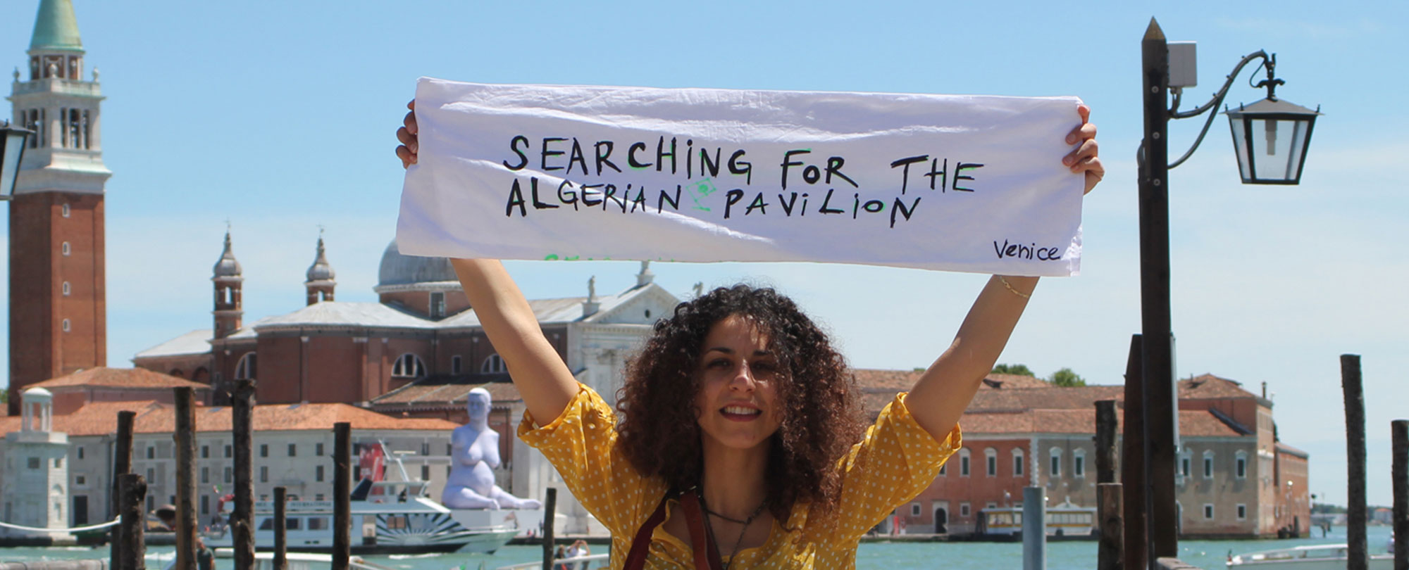 Amina Zoubir searching for the Algerian pavilion